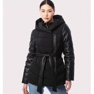 Bernardo Modern Mixer Vegan Leather Puffer Jacket